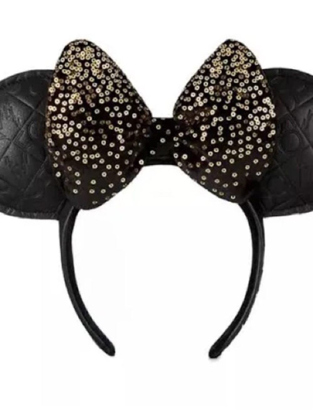 Disney 50th Anniversary Sequin Bow Minnie Ear Headband - Black & Gold